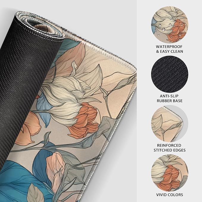 Japanese Floral Large Gaming Mouse Pad Desk Mat 31.5"x15.7" | Extended Mousepad, Non-Slip Rubber Base , Stitched Edges, for Computer/Laptop/Office/Home - Image 6