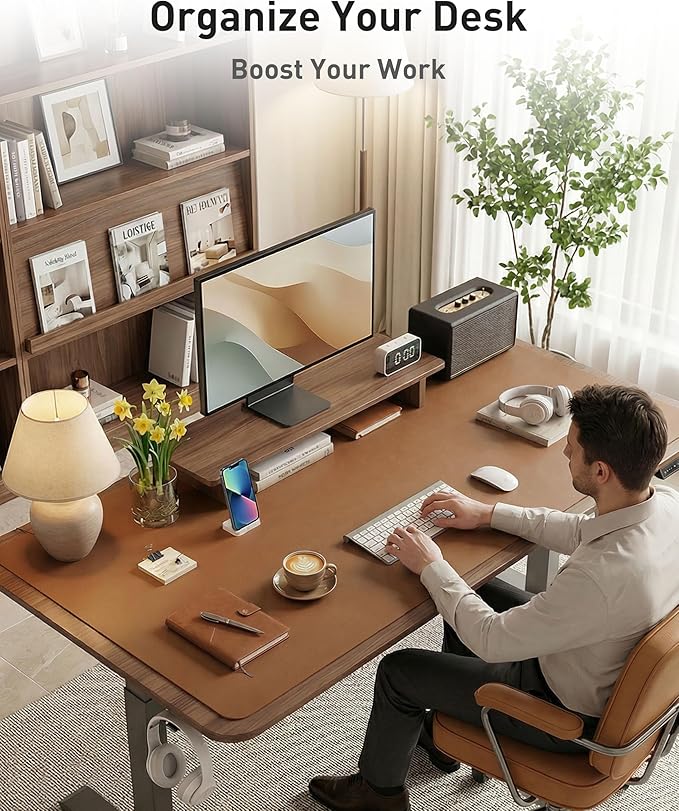 Aothia Faux Leather Desk Mat - Large Mouse Pad, Non-Slip PU Leather Blotter, Waterproof Writing Surface for Office and Home (Brown, 42" x 17") - Image 8