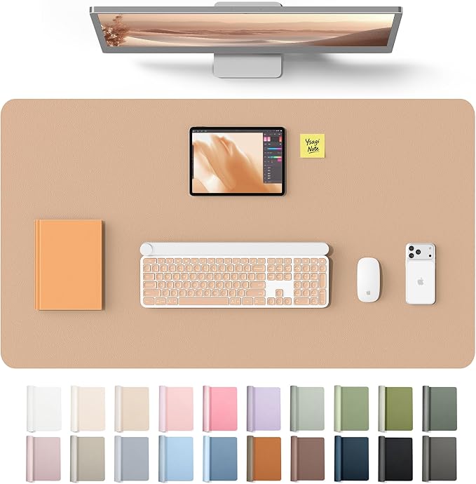 YSAGi Leather Desk Protector, Office Mat, Large Mouse Mat, Non-Slip PU Leather Blotter, Laptop Desk Mat, Waterproof Writing Pad for Office and Home(Latte, 40" x 24") by YSAGi