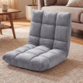 GIANTEX Floor Chair with 14-Position Adjustable, Couch Recliner (Grey) | Soft Flannel Fabric Cover, Heavy Duty Metal Support, Folding Gaming Floor Chair for Adults, Reading by Giantex