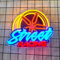 Wheel Neon Sign Car Led Light Up Sign Pop Art With UV Printed background Room Wall Decor Man Gaming Room, Kids Room, Bar Decoration, Birthday Party Gifts by sikooruledneonsign