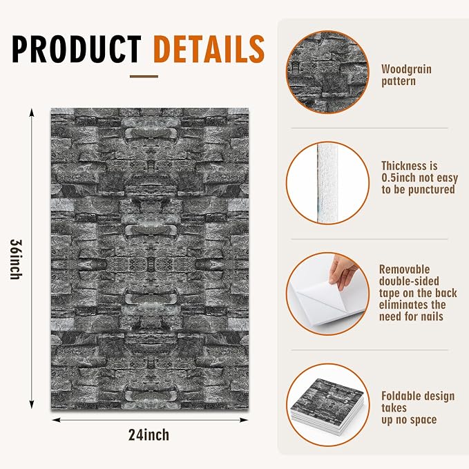Hahafelt Felt Wood Grain Dart Board Wall Protectors Square Dart Board Backing Tiles Dartboard Backboard Cork Backboards Alternative - Image 2
