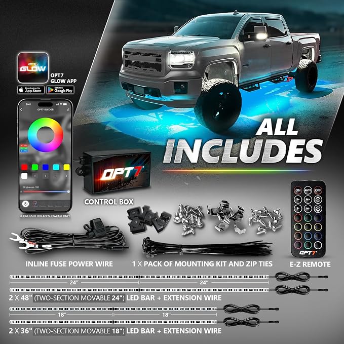 OPT7 Aura Pro RGB Aluminum Truck Underglow Kit with App & Remote Control - Image 6