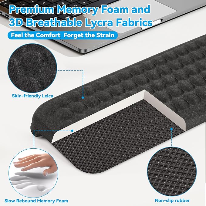 L-Shaped Desk Elbow Pad,Memory Foam Desk Edge Cushion for Armrest Support,2-Piece Ergonomic Elbow Rest for Desk with Non-Slip Base, Arm Rest for Computer Keyboard, Office and Home Use - Image 4