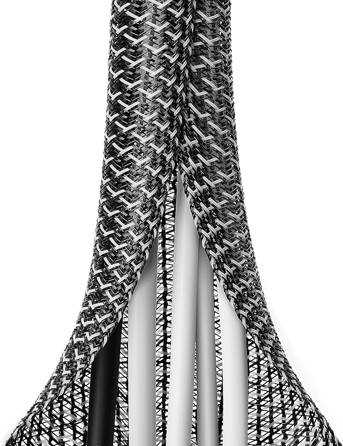 ZhiYo 6.6ft 1 inch Cable Sleeve, Black - White by ZhiYo