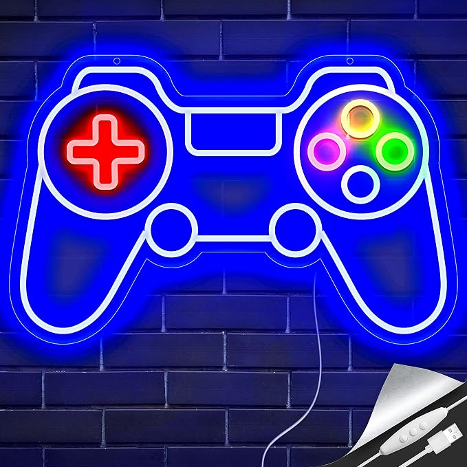 Game Controller Neon Sign Gamer Gifts for Teen Boys Room Decor Upgraded Gaming Lights Game Console Neon Light Sign for Bedroom Wall Decor (Gamepad) by GGKNeonSigns