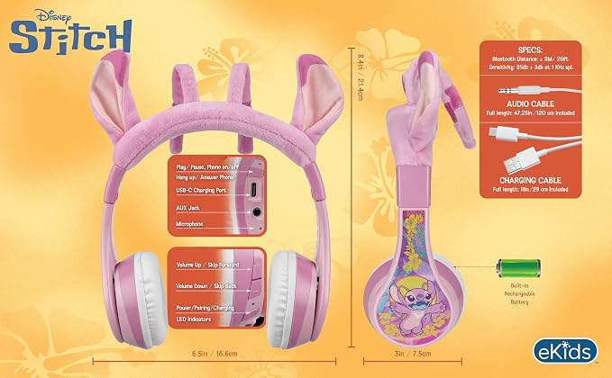 Disney Stitch Angel Bluetooth Headphones for Kids, Wireless Headphones - Image 6