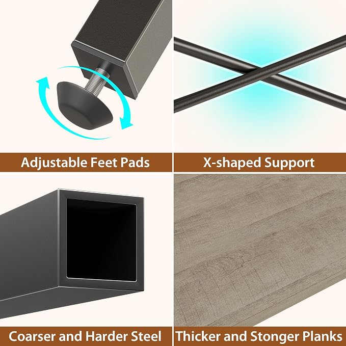 Dnxao U-Shaped Corner Gaming Desk with 3 Drawers and Pegboard, Oak Gray | 65" Reversible Computer Desk with Power Outlets and LED Lights, Storage Shelves Workstation with Pegboard for Gamers - Image 7