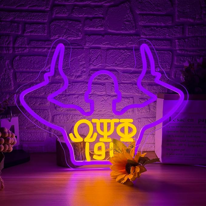Omega Neon Light Sign Dimmable LED Greek Gesture Shape Retro Math Letter Psi Phi Neon Light, Party Bar Game Room Cinema Living Room Decor Festive Omega Birthday Holiday Gifts(15.7 * 11.8in) by Unknown