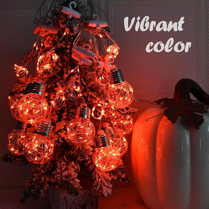 YOLIGHT Wishing Ball Curtain Lights 200 LED Window Curtain String Lights with Remote, USB Battery Powered Twinkle Globe Fairy Lights for Party Bedroom Christmas Halloween Decoration (Orange) - Image 4
