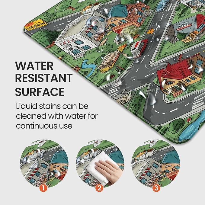 35.4 x 15.7 Inches XXL Large Gaming Mouse Pad, Cartoon City Street Map Design, Non-Slip Base, Waterproof and Scratch-Resistant Surface, Suitable for Home and Casual Gaming Desktop mats - Image 3