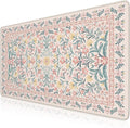 iCasso Desk Mat,Mouse Pad for Office Desk,35.4x15.7in,Pink Floral | Desk Pad for Women Home Office Decor Supplies, Desk Accessories, Non-Slip Mousepad with Stitched Edge, Smooth Water-Resistant by iCasso