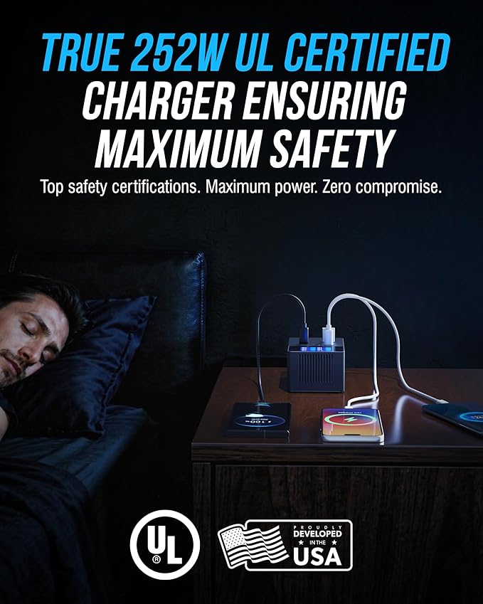 SABRENT VOLTIK Charging Station, 252W 8-Port USB C and USB A, LCD Display - Image 6