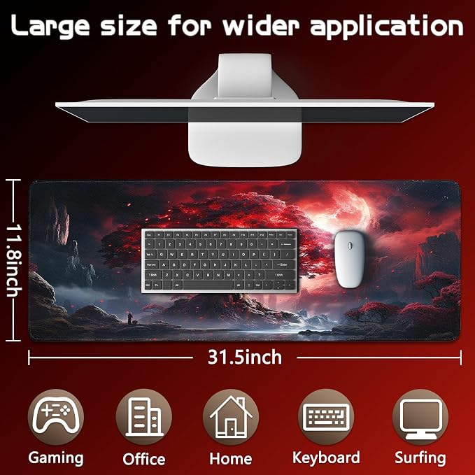 Mouse Pad Gaming - Desk Mat for Keyboard and Mouse - Large Mouse Pads for Desk, Gaming Mousepad with Non-Slip Base, Desks Pad (31.5" X 11.8") for Game, Office and Home - Image 5