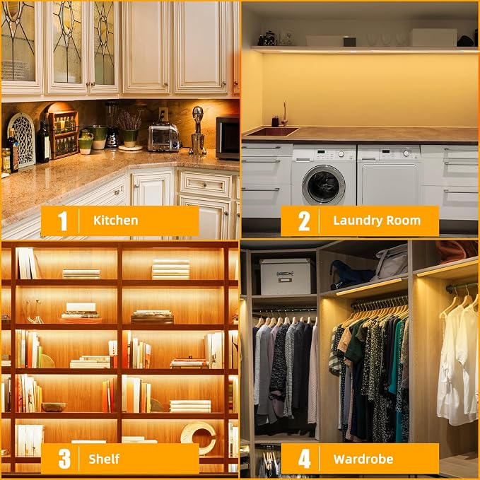 6PCS x 12 Inch Under Cabinet Lights Plug-in, Warm White 3000K Dimmable LED Under Cabinet Lighting, Under Counter Lights with Memory Function, LED Light Bars for Kitchen - Image 5