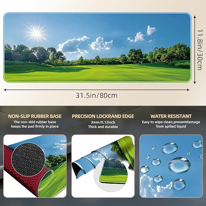 Galdas Gaming Mouse Pad XXL XL Large Long Extended Big Mousepad Non-Slip Rubber Keyboard Mouse Pad with Stitched Edges for Laptop Home Office (31.5x11.8x0.08 Inch) … (Grass) - Image 3