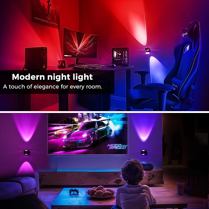 L LOHAS LED Night Light Projector, Color Changing Plug in Night Light RGB - Image 7
