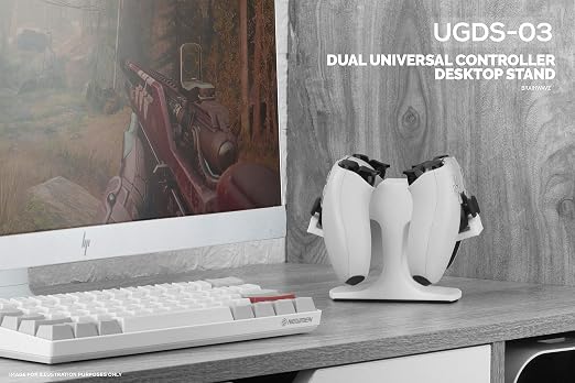 Dual Game Controller Desktop Holder Stand - Universal Design for Xbox ONE, PS5, PS4, PC, Steelseries, Steam & More, Reduce Clutter UGDS-03 (White) - Image 6
