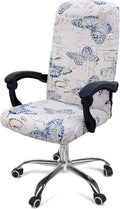 Smiry Stretch Printed Office Computer Desk Chair Covers, White | Universal Desk Rotating Chair Slipcovers Removable Washable, Soft Fit Anti-Dust Spandex Protector Cover with Zipper by Smiry