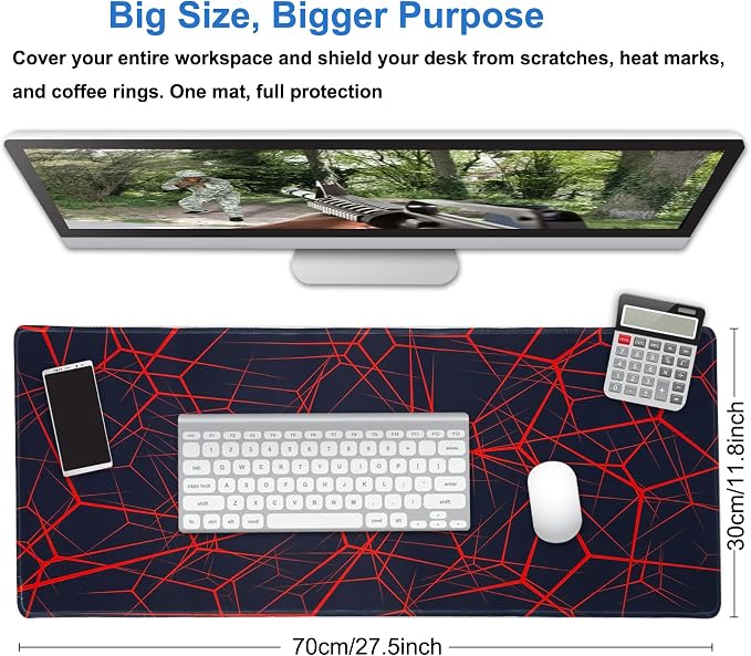 Professional Large Mouse Pad,27.5 x 11.8 in Extended Gaming Mouse Pad,Smooth Fabric,Non-Slip Rubber Base,Precision Stitched Edges, for Work,Gaming,Writting & Home-70x30 Hongnet - Image 2