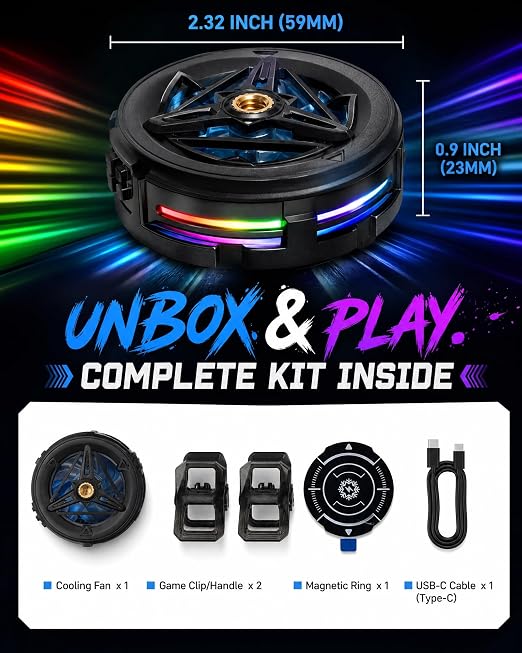 Phone Cooler, Cooling Fan for Phone, Magnetic Cell Phone Cooler for Gaming - Image 6
