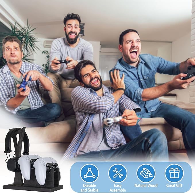Gamer Gifts for Men Teenage Boy Controller Holder & Headphone Stand, Stylish Gaming Accessories Setup Controller Stand Headset Stands, Unique Gifts for Gamers to Organize Gaming Equipment - Image 2