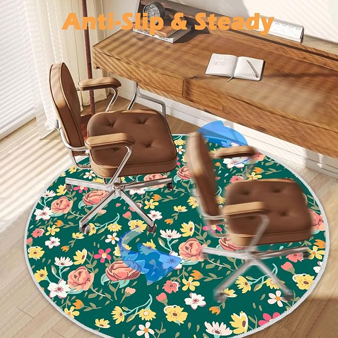 4ft/48in Home Office Chair Mat for Hardwood Floor, Anti-Slip Desk Chair Mats, Computer Gaming Chair Mats for Rolling, Low Pile Carpet Floor Chair Mat(Green-3) - Image 4
