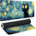 Gaming Mouse Pad, Big Cute Mousepad, XL Large Extended Desk Mat with Non-Slip Rubber Base, Laptop Desk Pad, Computer Keyboard Mat Office&Home, 31.5x11.8in, Starry Night Black Cat by Unknown