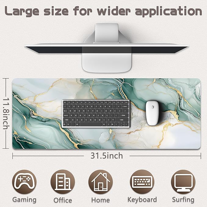 Gaming Mouse Pad - (31.5"×11.8") Marble Large Mouse Pads for Desk - Desk Mat for Keyboard and Mouse with Non-Slip Base, Desks Pad Matfor Game/Office & Home - Image 5