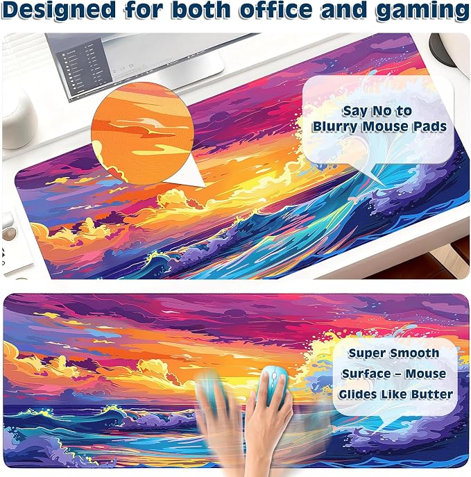 Gaming Mouse Pad, Desk Mat for Keyboard and Mouse, Large Mouse Pad for Desk, Computer Mousepad - Image 4