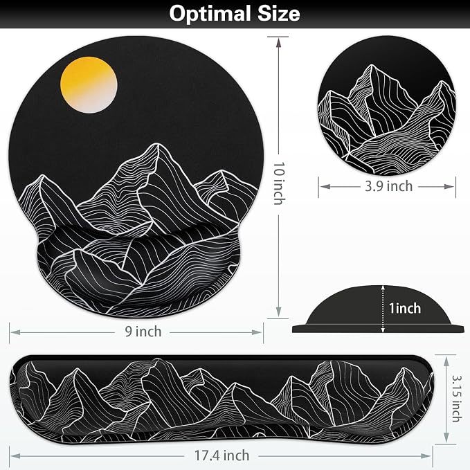 Mouse Pad Black, Ergonomic Keyboard Wrist Rest, Mouse Pad with Wrist Rest - Image 6
