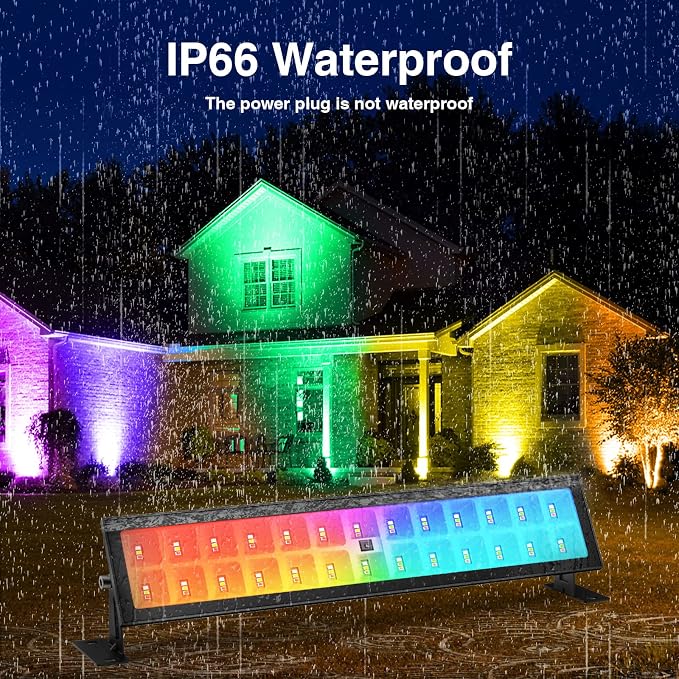 Onforu Stage Lights 2 Pack 48W LED Wall Washer Light,IP66 Waterproof Outdoor RGB Light Bar with Timing,Wash Lights with DIY Colors 44-Key Remote for Garden Wedding Party - Image 4