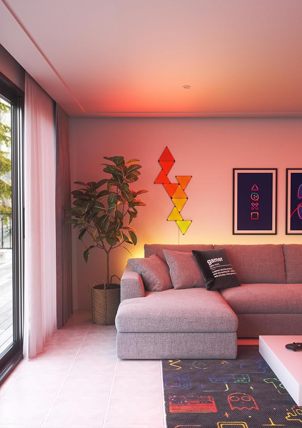 Nanoleaf Shapes WiFi and Thread Smart RGBW 16M+ Color LED Dimmable Gaming and Home Decor Wall Lights Smarter Kits Black Triangles Expansion Pack (3 Pack) NL47-0101TW-3PK - Image 6