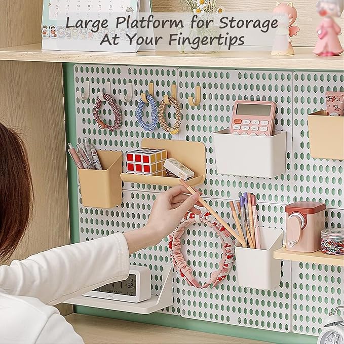 Wall Desk Organizer, Pegboard Stand, Gaming Desk Organizer, Wall Organizer Peg Board, Pegboard Combination Kit for Wall Organizer, Ornaments Display, Kitchen Organization(Black) - Image 7