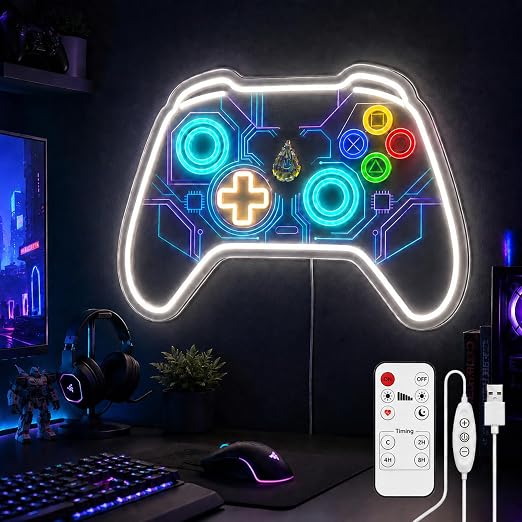 CBGEYZM Gaming Controller Neon Sign: Led Light With Glowing Cyber Core by CBGEYZM