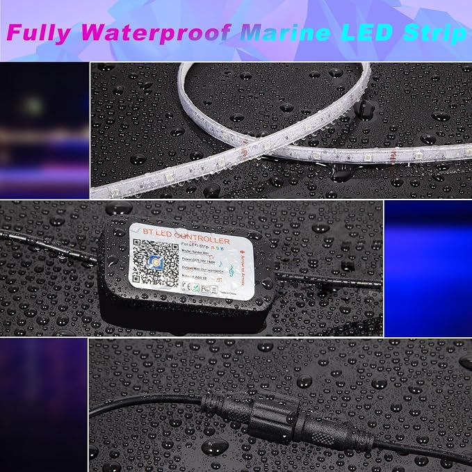 100FT Boat Lights LED Waterproof, 12V Marine Light Strip for Boat, RGB Marine LED Strip 12V with App & Remote for Pontoon Interior and Exterior, Night Fishing Lighting for Jon, Yacht, Kayak, Deck - Image 4