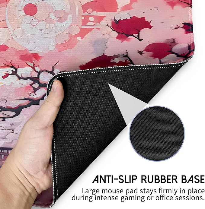 FreeNook Japanese Large Gaming Mouse Pad 35.4 x 15.7 in Computer Mouse Pad Anime Gaming Mousepad, Expanded Architecture Cute Desk Pad with Nop-Slip Suitable for Home Office - Image 4