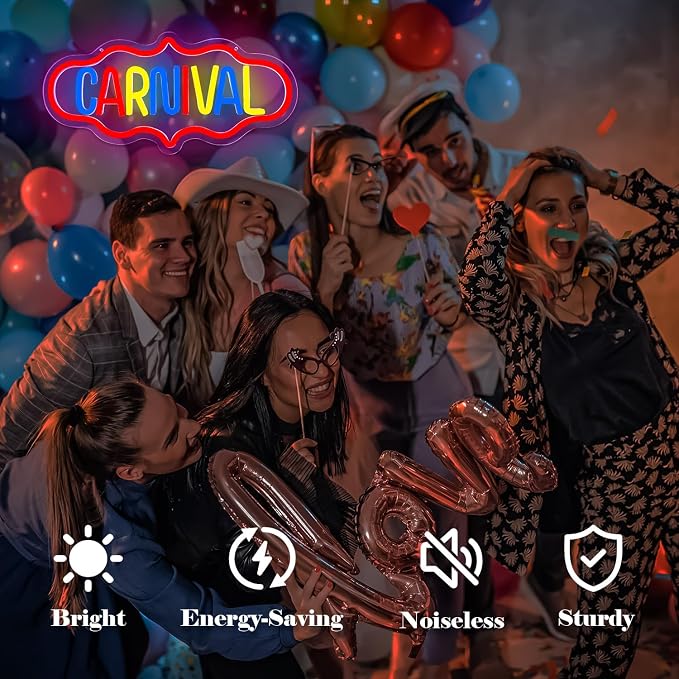Carnival Neon Sign Carnival Signs Dimmable Carnival Party Neon Light Sign Circus Carnival Theme Party Decorations Led Wall Decor for Birthday - Image 3