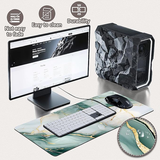 Gaming Mouse Pad - (31.5"×11.8") Marble Large Mouse Pads for Desk - Desk Mat for Keyboard and Mouse with Non-Slip Base, Desks Pad Matfor Game/Office & Home - Image 4