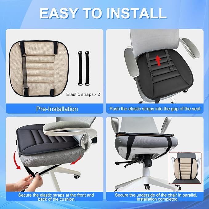 Car Seat Cushion, Driver & Office Comfort, 1.2'' Memory Foam, Black | 1.2'' Thick Memory Foam Seat Pad, Soft, Breathable Fabric, Non-Slip Silicone Bottom for Long Drives and Office Use - Image 4