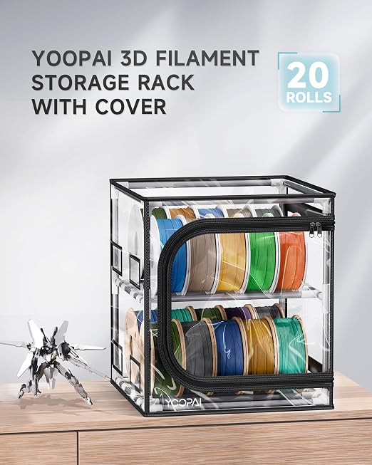 YOOPAI 3D Printer Filament Storage Box – 2 Tier Filament Storage Rack with Transparent Cover, Holds Up to 24 Rolls 1KG – 3D Filament Storage Organizer for Home, Workshop & Studio - Image 2