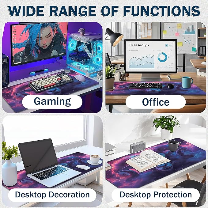 Mouse Pad Gaming - Desk Mat for Keyboard and Mouse - Large Mouse Pads for Desk, Gaming Mousepad with Non-Slip Base, Desks Pad (31.5" X 11.8") for Game, Office and Home - Image 5