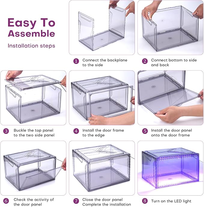 Oltraman LED Smart Shoe Boxes Display Case, Stackable Storage Organizers - Image 6