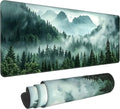 Green Misty Forest Desk Mat, XL 31.5"x11.8" Large Mouse Pad, Mountains Extended Gaming Mouse Mat,Non-Slip Rubber Base Waterproof with Stitched Edges for Gaming Office Home Decor by Unknown