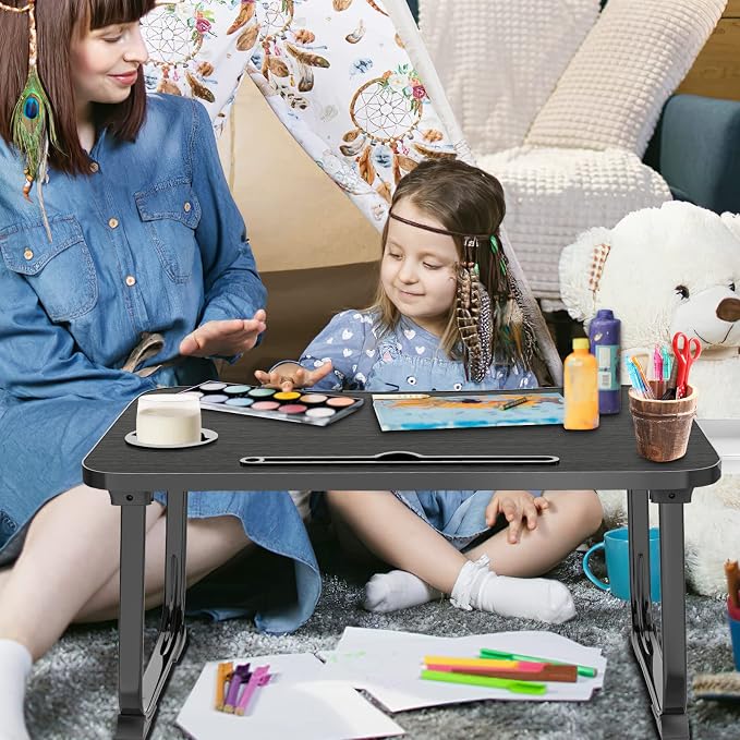 Fayquaze Lap Laptop Desk, Portable Foldable Laptop Bed Table with Storage Drawer and Cup Holder, Lap Desk Lap Bed Stand Tray Table Serving Tray for Eating, Reading and Working - Image 4