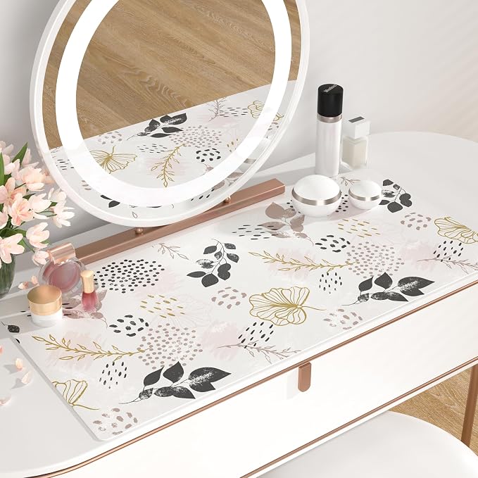 QiyI PU Leather Large Mouse Pad, Office Decor, 31.5" x 15.7", Boho Botany | Desk Décor Accessories, Extended Size, Waterproof & Easy to Clean, Smooth Surface, Non Slip Desk Organization - Image 6