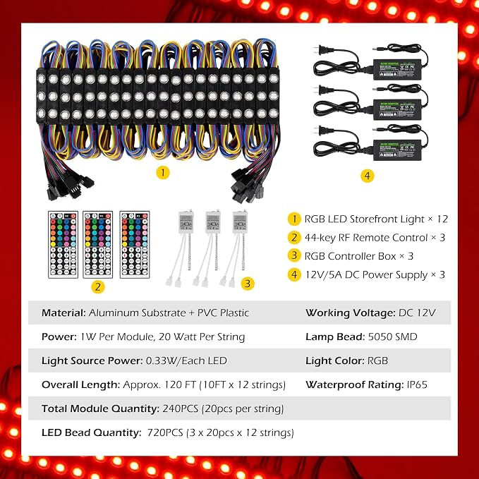 Dyna-Living LED Storefront Lights for Business Window LED Strip Light 120FT - Image 4