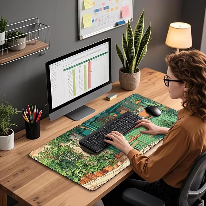 Japanese Coffee Shop Gaming Mouse Pad Desk Mat 31.5"x15.7" | Extended Mousepad, Non-Slip Rubber Base , Stitched Edges, for Computer/Laptop/Office/Home - Image 2