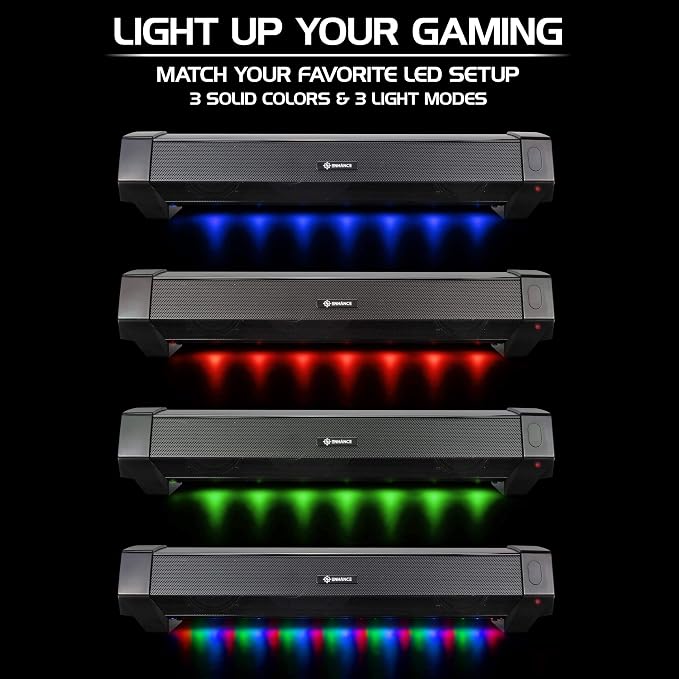 ENHANCE Gaming Attack Sound Bar PC Speaker - Under Monitor Soundbar Computer Speaker with Loud 40W Hi-Fi Audio, 3 LED Color Modes, and Dual Inputs for PC, Laptop, or Phone AUX - Image 6