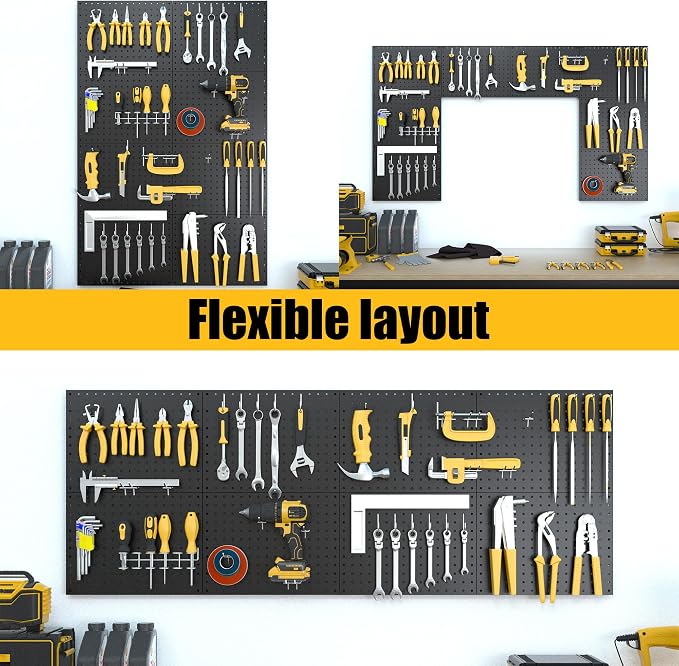 Spampur Peg Board, 8 Pack Metal Pegboard Panels with 50 Hooks - Image 5